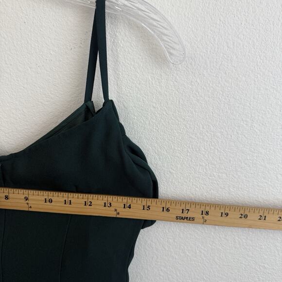 Club Monaco Ralph Lauren Midi Dress Size 0 Forest Green Open Cold Off Shoulder - Picture 11 of 14